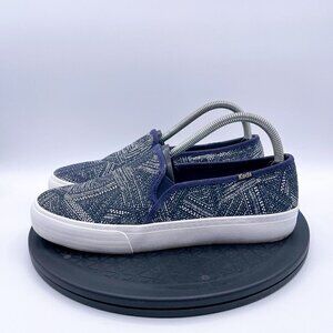 Keds Double Decker Canvas Womens Navi White Slip On Sneakers Size 9 ShoesWF65713
